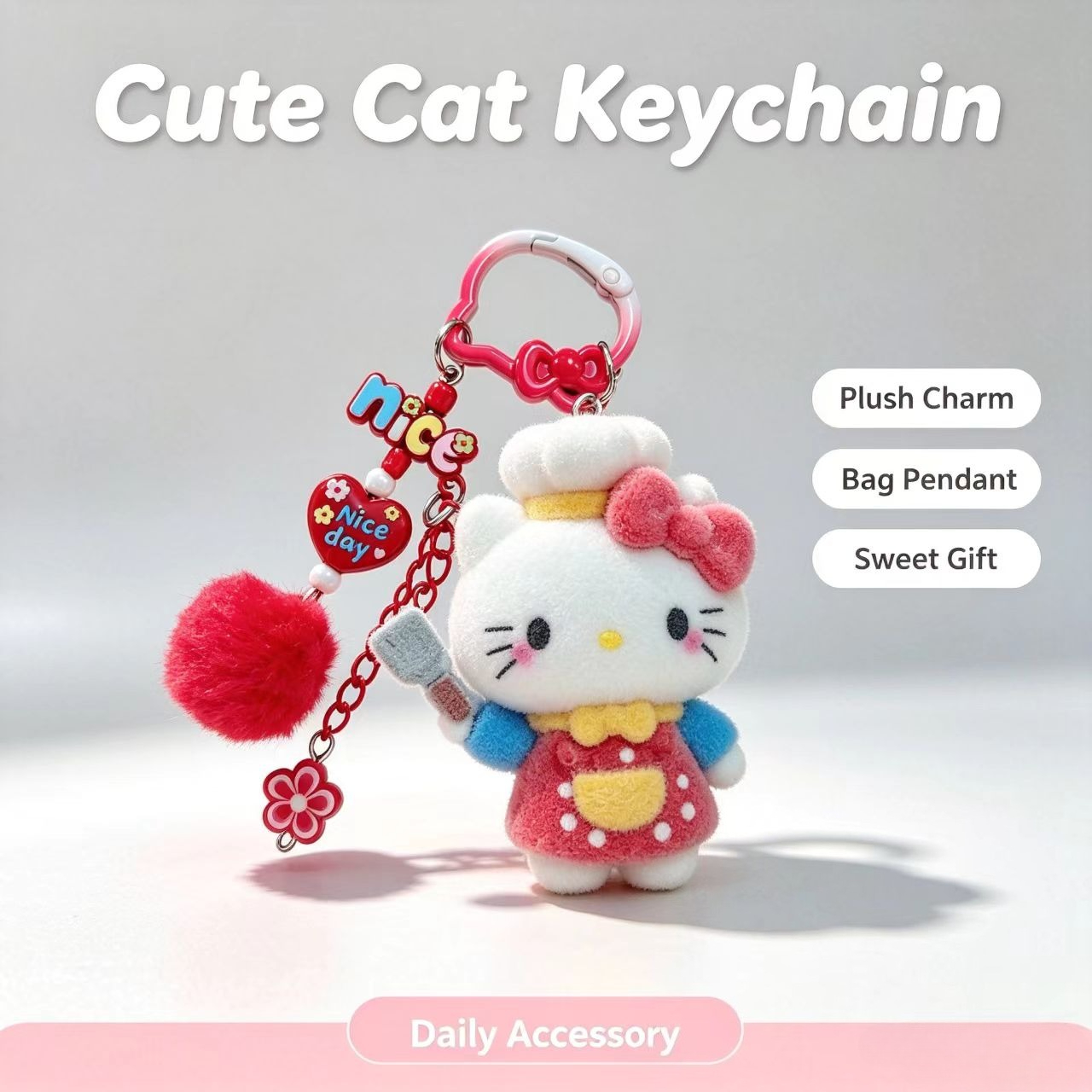Women Accessories Trendy - Fashion Flocked Cat Keychain Cute Chef