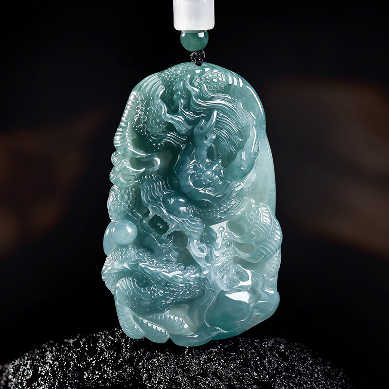 Women'S Accessories And Jewelry - Natural Burmese Jadeite Dragon Pendant Necklace