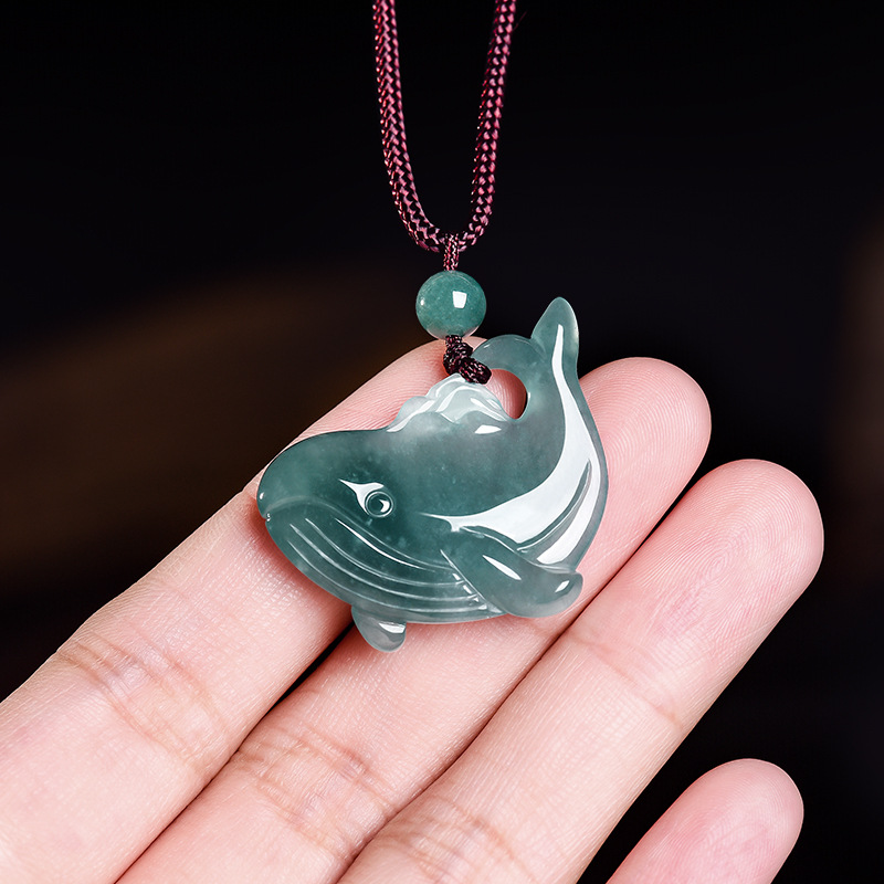 Women'S Accessories And Jewelry - Natural Burmese Jadeite Whale Pendant Necklace