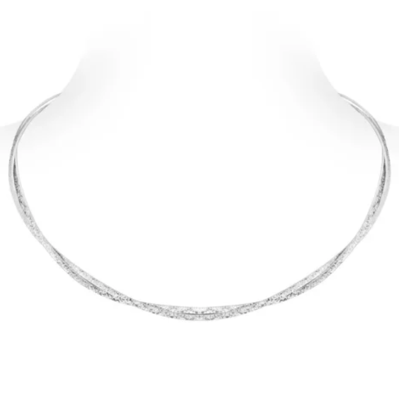 Layered Necklace Set - BELLUX Choker 925 Silver Synthetic Zircon