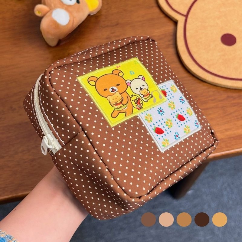 Women'S Vanity Accessories - Kawaii Rilakkuma Brown Polka Dot Cosmetic
