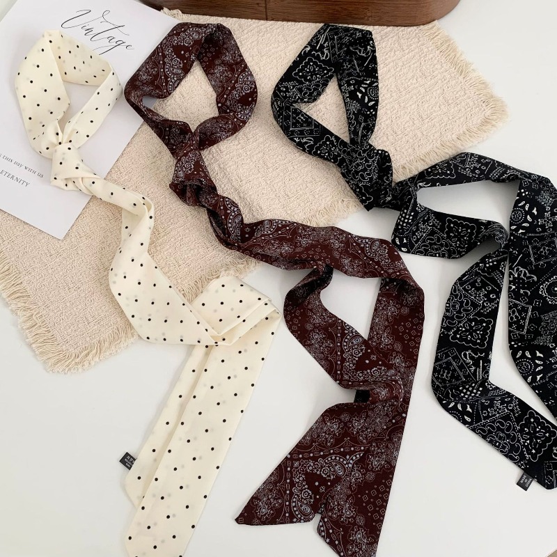 Women Electronic Accessories - Long Polka Dot Skinny Scarf for