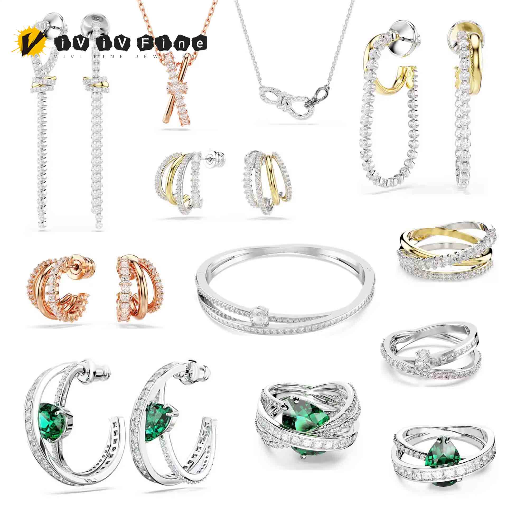 New Trend Sparkling Green Crys - огляд і ціна Layered Necklace Set