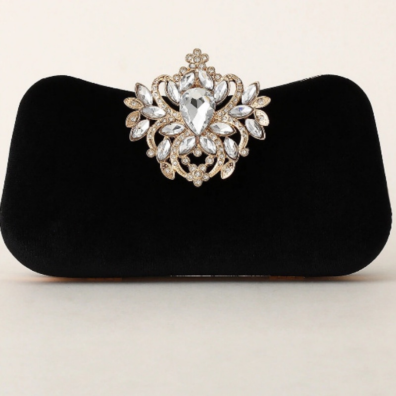 Dark Green Velvet Clutch Bag L - огляд і ціна Brooch Pin Gold