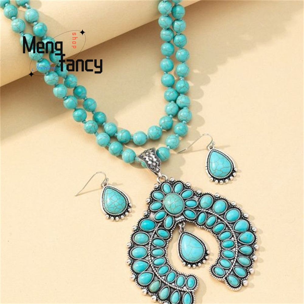 Retro Three-Layer Flower Earri - огляд і ціна Layered Necklace Set