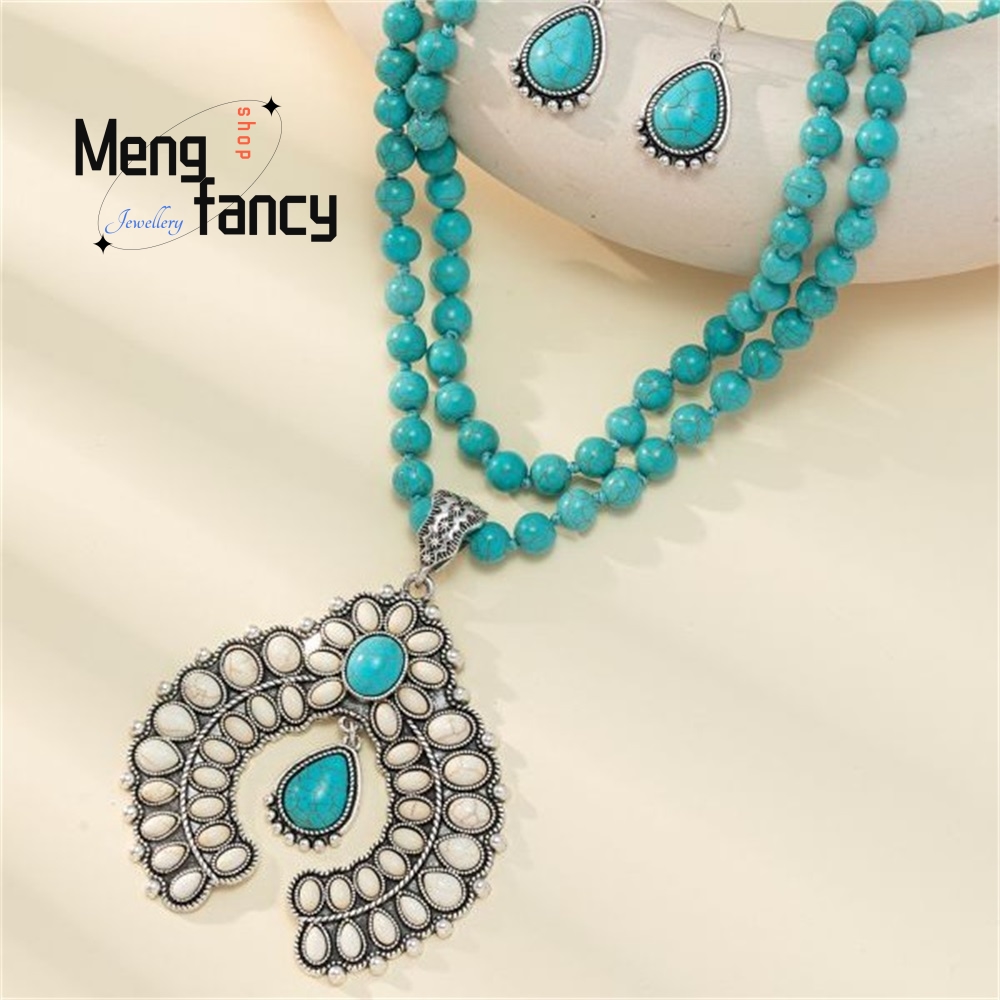 Retro Three-Layer Flower Earri - огляд і ціна Layered Necklace Set