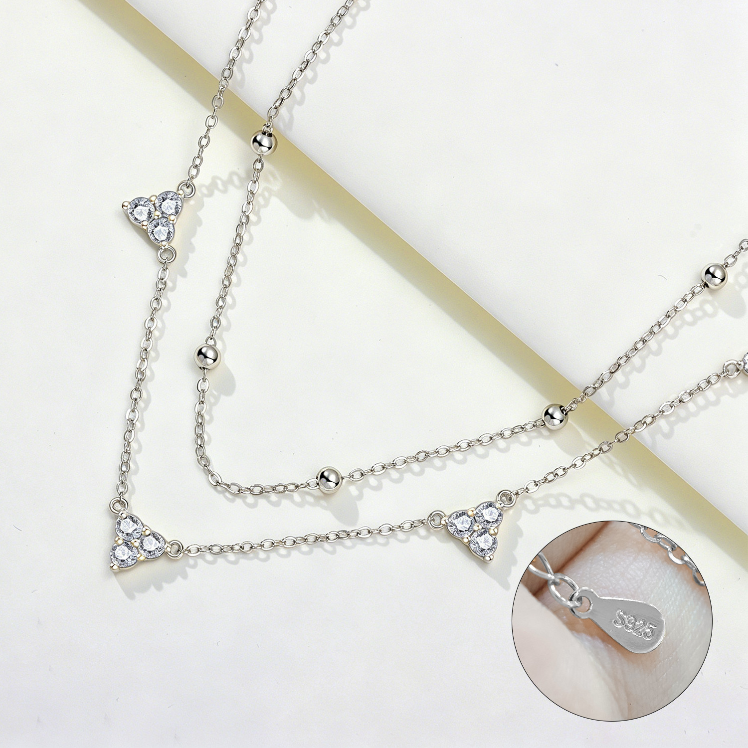 PANPOKI925 Sterling Silver Shi - огляд і ціна Layered Necklace Set
