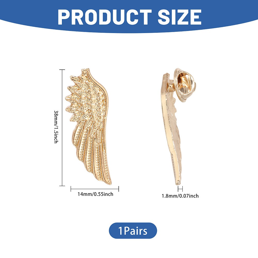 1 Pair Wing Alloy Brooches Men - огляд і ціна Brooch Pin Gold