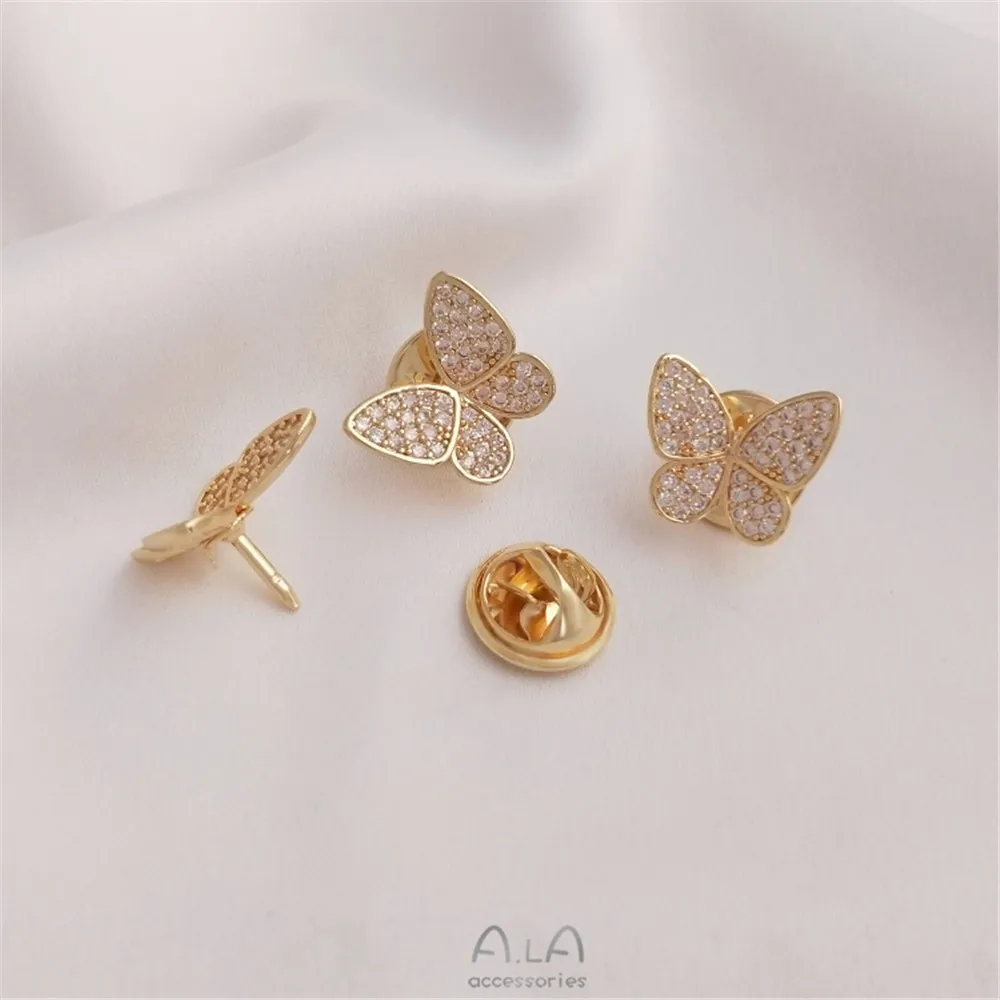 14K gold clad micro inlaid zir - огляд і ціна Brooch Pin Gold