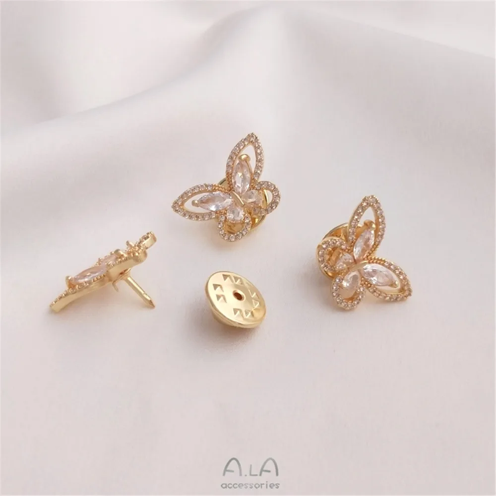 14K gold clad micro inlaid zir - огляд і ціна Brooch Pin Gold